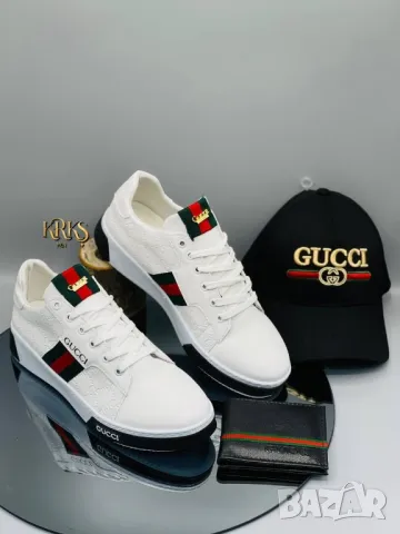 мъжки маратонки, шапка, портмоне и колан gucci , снимка 6 - Маратонки - 46843391