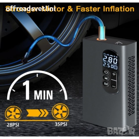 НОВ МОДЕЛ Мощен Безжичен преносим компресор 150 PSI, 6000mAh батерия, снимка 9 - Аксесоари и консумативи - 52471630