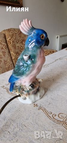 Красива ретро лампа папагал  Sitzendorf 

, снимка 5 - Настолни лампи - 46449194