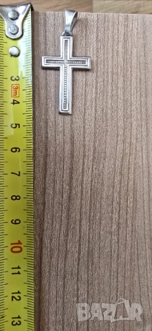 Сребърен ланец със сребърна висулка кръст, снимка 2 - Колиета, медальони, синджири - 52070691