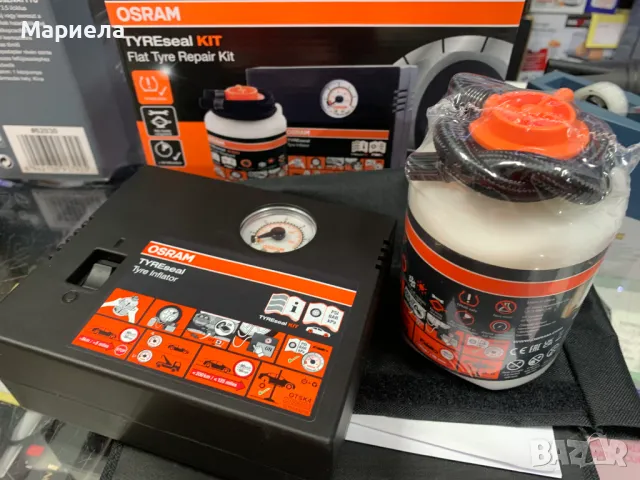 Авариен комплект уплътнител за гуми OSRAM - TYREseal KIT, за спукана гума OTSK4, снимка 1 - Аксесоари и консумативи - 47214533