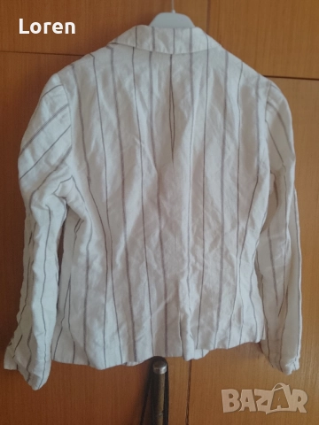 Подарявам!Бяло сако на кафеви раета, снимка 2 - Сака - 52074619