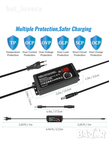 Универсално AC / DC адаптер зарядно устройство с 14 щепсела за свързване, 3V - 24V регулируеми, 3A 7, снимка 4 - Друга електроника - 53668120