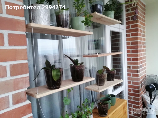 Висяща етажерка с дървени плотове , снимка 5 - Етажерки - 53563610