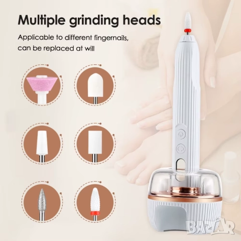 Безжична Електрическа пила, УВ лампа за нокти 2 в 1 маникюр и педикюр, снимка 2 - Електрически пили за пети - 52128719