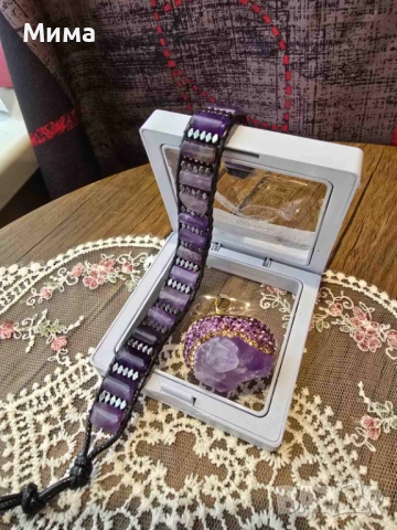 Гривна и пръстен с аметист, снимка 7 - Пръстени - 53128718