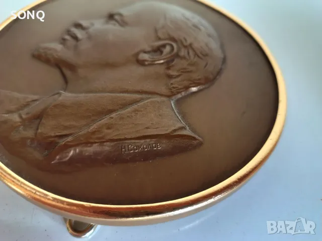 НАСТОЛЕН БРОНЗОВ ПЛАКЕТ ЛЕНИН, снимка 7 - Антикварни и старинни предмети - 50205054