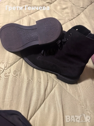 Дамски боти #38 естествен велур черни, снимка 4 - Дамски боти - 51939622