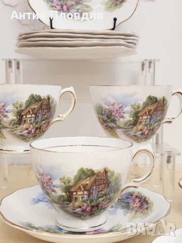 Чаен сервиз Royal Vale с английски пейзажи за 6 души, снимка 9 - Сервизи - 50780007