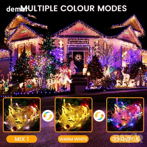 Коледни лампички Coanto Icicle за външно ползване, 400 LED, 10 м, 80 капки, 11 режима, дистанционно, снимка 3 - Декорация за дома - 52119186