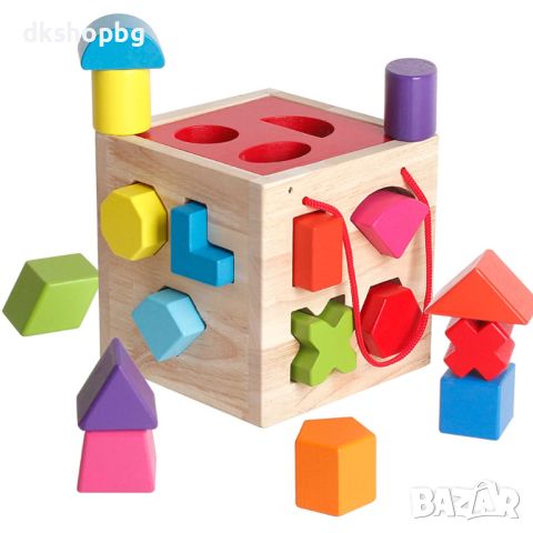 3582 "Дървеният куб с отвори и геометрични фигури, снимка 8 - Образователни игри - 45792033