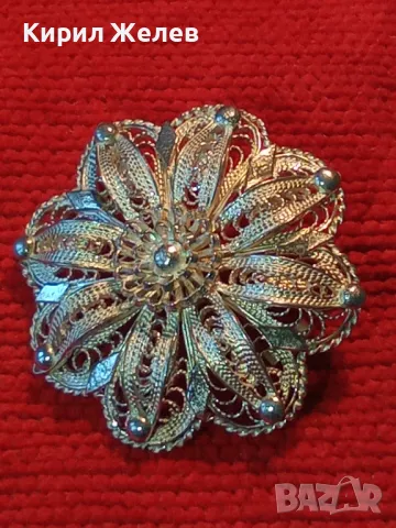 ПРЕКРАСНА СТАРА ФИЛИГРАННА СРЕБЪРНА БРОШКА ЦВЕТЕ СРЕБРО 900 НЕЖНА РЪЧНА МАЙСТОРСКА ИЗРАБОТКА 47964, снимка 15 - Антикварни и старинни предмети - 48476769