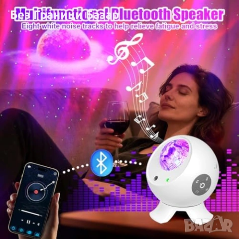 Нова Нощна лампа проектор галактика, 20м обхват, 7 режима, 5 шаблона, снимка 5 - Други - 53571943