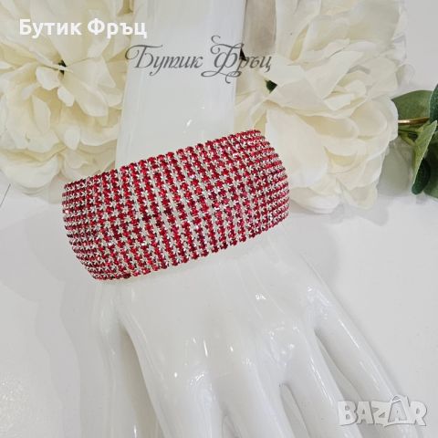 Гривна червени кристали , снимка 2 - Гривни - 45205959