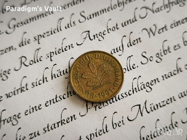 Монета - Германия - 5 пфенига | 1991г.; серия A, снимка 2 - Нумизматика и бонистика - 45494501