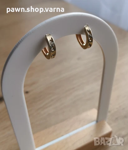 Златни обеци – комбинирано бяло и жълто злато, 585, 14к