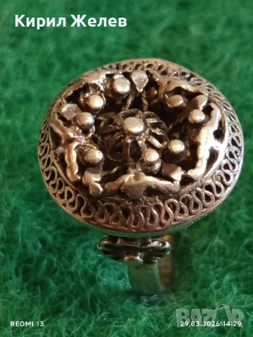 Възрожденски филигранен сребърен пръстен с гранулация ювелирна изработка 32375, снимка 7 - Пръстени - 54014611