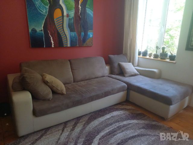 Голям ъглов диван  с опция сън и удобен дебел матрак, снимка 1 - Дивани и мека мебел - 46240080