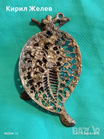 ВИНТИДЖ БРОШКА с ЛИСТА и КРИСТАЛИ ФИЛИГРАННА АРТ ДЕКО 52160, снимка 10 - Антикварни и старинни предмети - 52480475