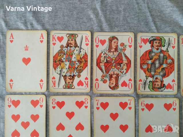 Чифт редки тестета карти в оригинален кожен калъф. COEUR ГДР Германия., снимка 6 - Карти за игра - 52224664