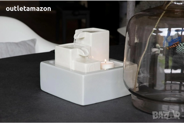 dobrar® Малък тристепенен керамичен водопад в каменен дизайн - Вътрешен фонтан с помпа , снимка 5 - Други стоки за дома - 52731464