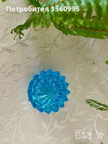 Захарница стъклена с тюркоазено син цвят, снимка 3 - Аксесоари за кухня - 52116246