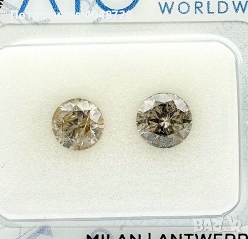 2бр. Естествени инвестиционни Диаманти 0.94ct. - Fancy/I1-I2 - AIG Сертификат, снимка 1 - Други - 45913892