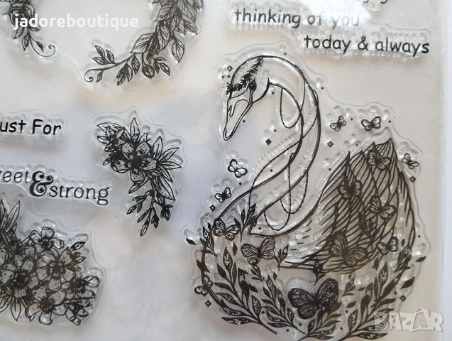 Силиконови печати Лебед и цветя 10 бр, снимка 2 - Други - 46102267