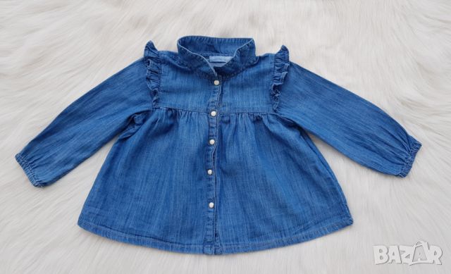 Дънкова риза туника за бебе 6-9 месеца, снимка 8 - Бебешки блузки - 45094468