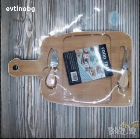 Дъска за пица с 2 прибора 29.5 x 19.5 x 1.5 см, снимка 4 - Аксесоари за кухня - 53891602