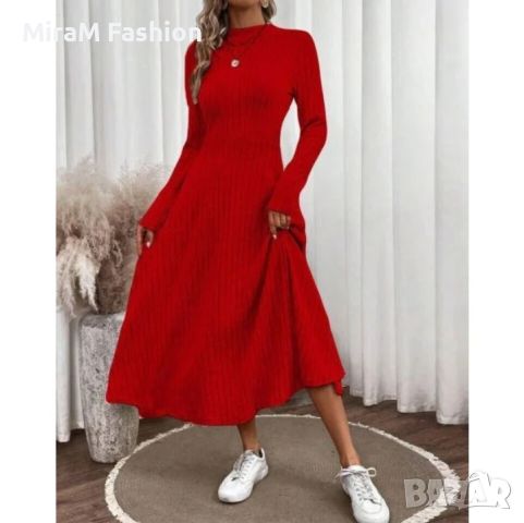 Разкроена дълга дамска рокля в червено, снимка 2 - Рокли - 45439396