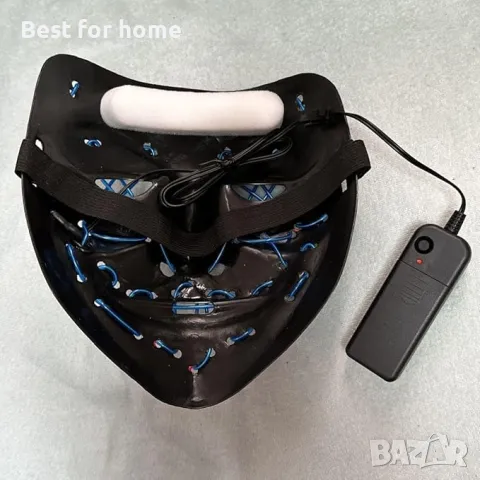 Светеща парти маска с дистанционно-син демон, снимка 5 - Друга електроника - 50273511