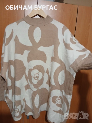 4-5xl КРАСИВА И МОДЕРНА ПЛЕТЕНА БЛУЗА,ЗАПАЗЕНА,МЕКА,С МАЛЪК ДЕФЕКТ И ЗАТОВА Е БРОШКАТА, снимка 2 - Блузи с дълъг ръкав и пуловери - 53953577