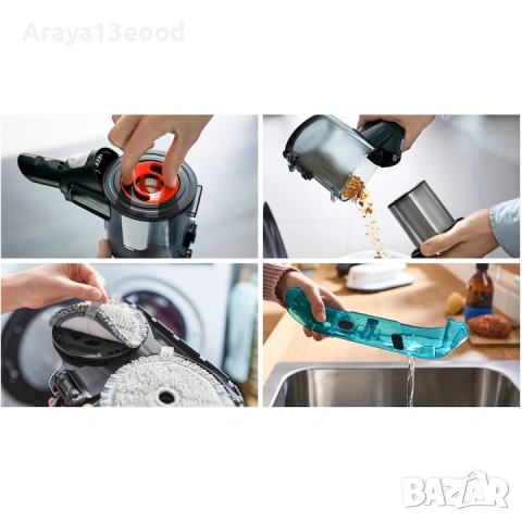Безжична прахосмукачка и моп 2 в 1 Bosch Unlimited 7 ProHygienic Aqua BCS71HYG1 с LED светлини, снимка 4 - Прахосмукачки - 53778537
