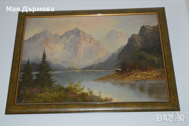 Старинна картина маслени бои подписана