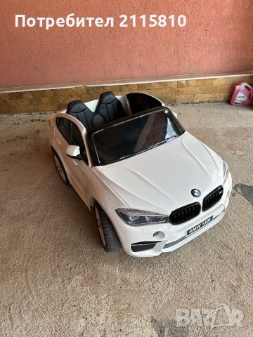 Акумулаторна кола лиценз двуместна BMW X6 White, снимка 8 - Детски колички - 46059026