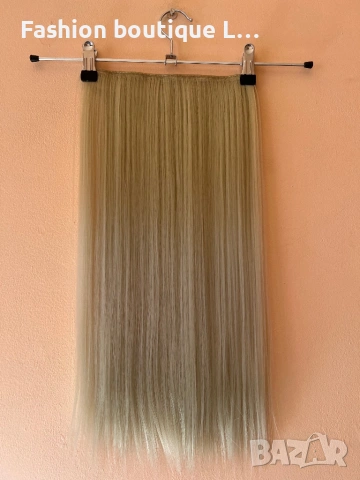 Сиво руса коса на треса екстеншън 100 гр. с дължина 60 см. ширина 25 см. с 5 щипки може да се къдри 