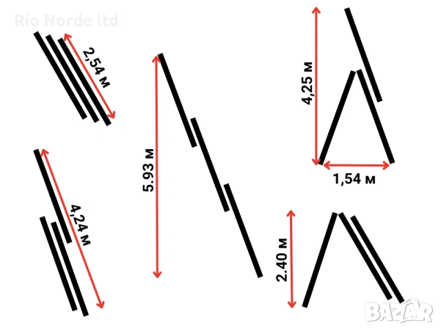 Стълба алумениева секционна 3х9 6,44м, снимка 2 - Други инструменти - 53556180