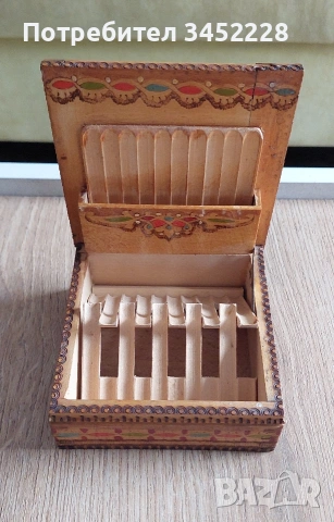 Кутия дървена пирографирана ретро за колекционери , снимка 2 - Декорация за дома - 54165521