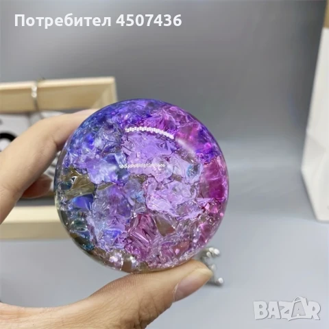 Елегантна Многоцветна Кристална Топка с метална стойка , снимка 2 - Декорация за дома - 50813164