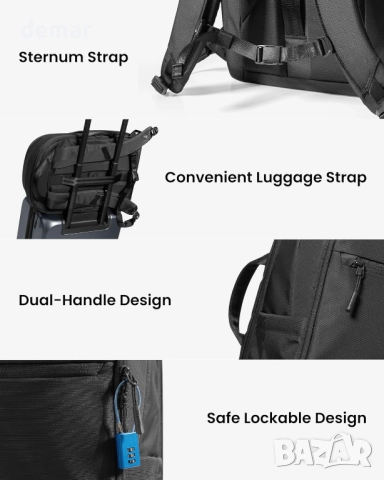 Раница за лаптоп Tomtoc 22L, лека бизнес раница, подходяща за лаптопи 15.6-16 инча, снимка 9 - Раници - 52723234