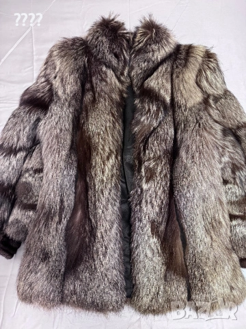 Кожено палто от сребърна лисица - цели кожи