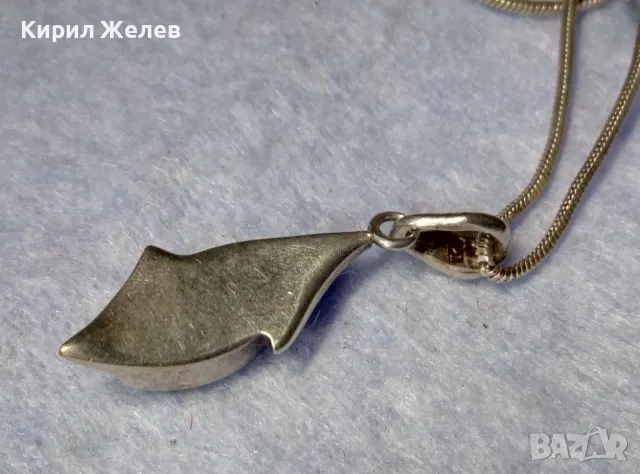 НЕЖНО СРЕБЪРНО ЛАНЧЕ КОЛИЕ със СРЕБЪРЕН ПЕНДАНТ СРЕБРО 925 с КРАСИВ КРАЛСКИ СЕДЕФ 49759, снимка 4 - Колиета, медальони, синджири - 50191643