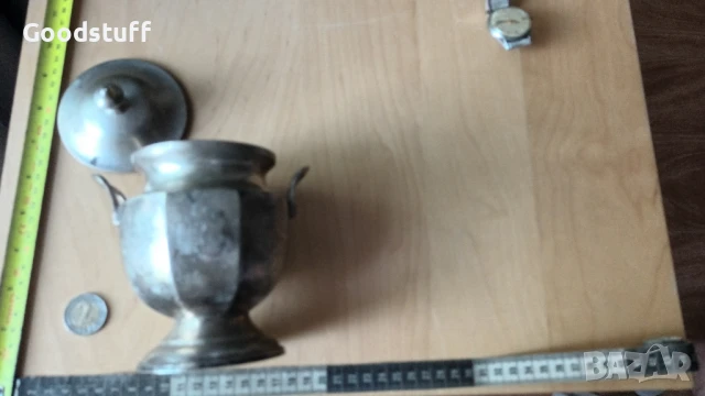 Арт Деко ,посребрена захарница,бронз,сьд,, снимка 3 - Антикварни и старинни предмети - 50586442