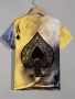 Мъжка тениска с графичен принт с акцент Асо пика, снимка 1 - Тениски - 45650087