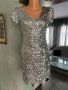 Дамска сребърна рокля с пайети, снимка 1 - Рокли - 45454357