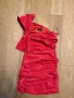 Елегантна парти коктейлна малинова червена официална къса рокля , снимка 3