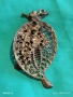 ВИНТИДЖ БРОШКА с ЛИСТА и КРИСТАЛИ ФИЛИГРАННА АРТ ДЕКО 52160, снимка 10