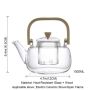 Стъклен чайник от Боросилкатно стълко,Стъклена цедка за чай, С топлоустоичива дръжка,Обем- 1л. , снимка 2
