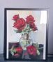 Картина рози с ваза , снимка 1 - Картини - 45022571